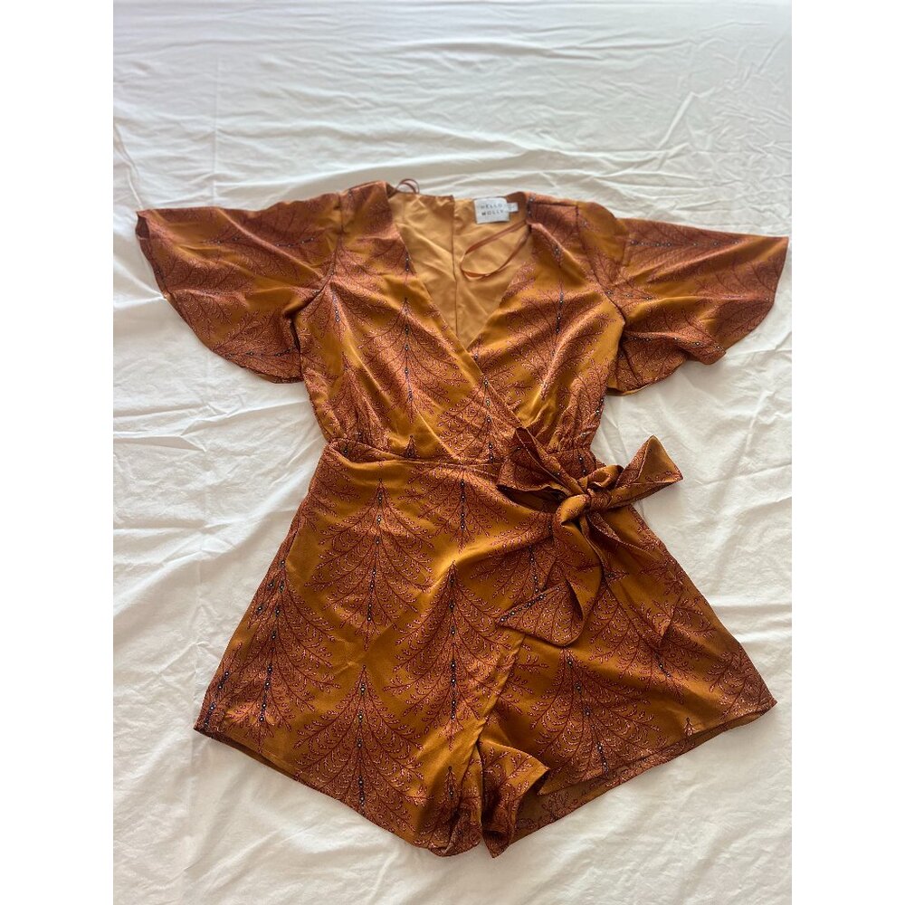 Hello Molly Copper Orange Wrap Romper